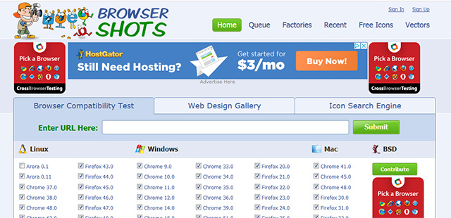 Browser Shots - Free operating system and browser screenshot web checker